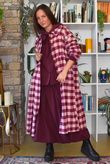 Nora Brushed Cotton Gingham Frock Coat Aubergine